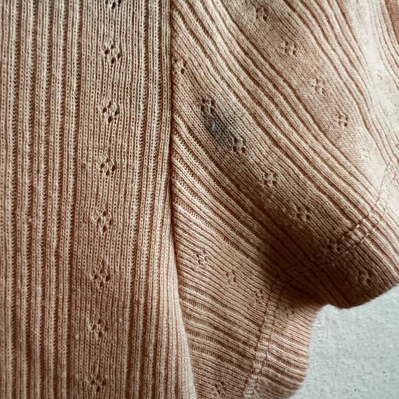 Peach Ribbed Baby Tee Crop Top Cottagecore Minimalist Soft Girl Small - Picture 7 of 7